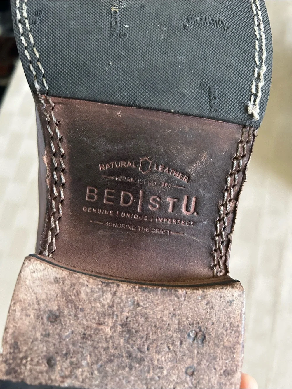 Bed Stu Thorn Cap Toe Laceless Slip On Leather Cobbler Oxfords